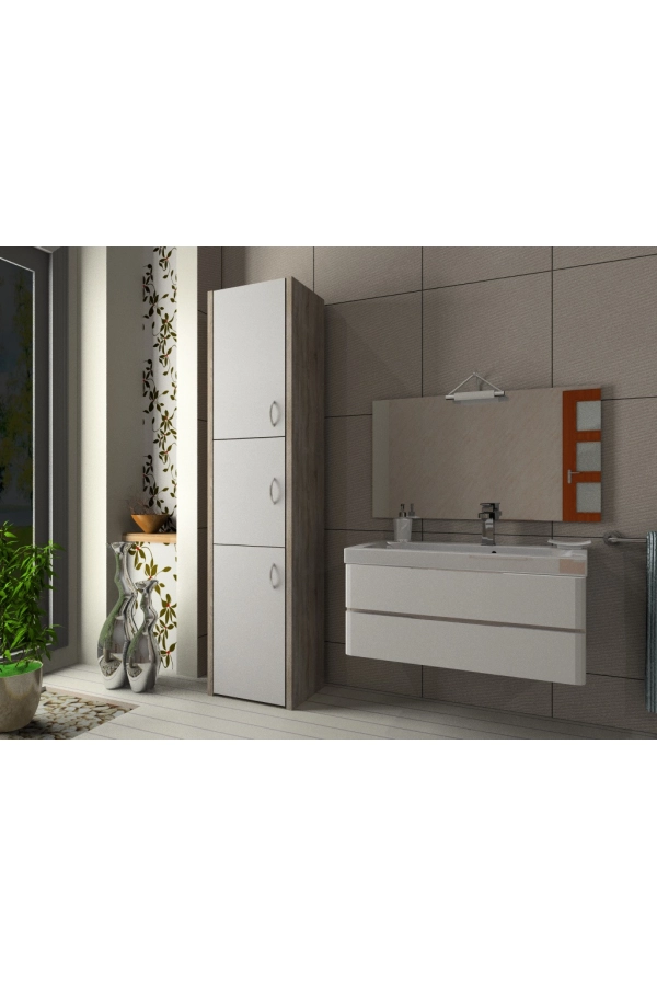 Słupek łazienkowy Adaś 3D Sonoma + front Biały 30 cm